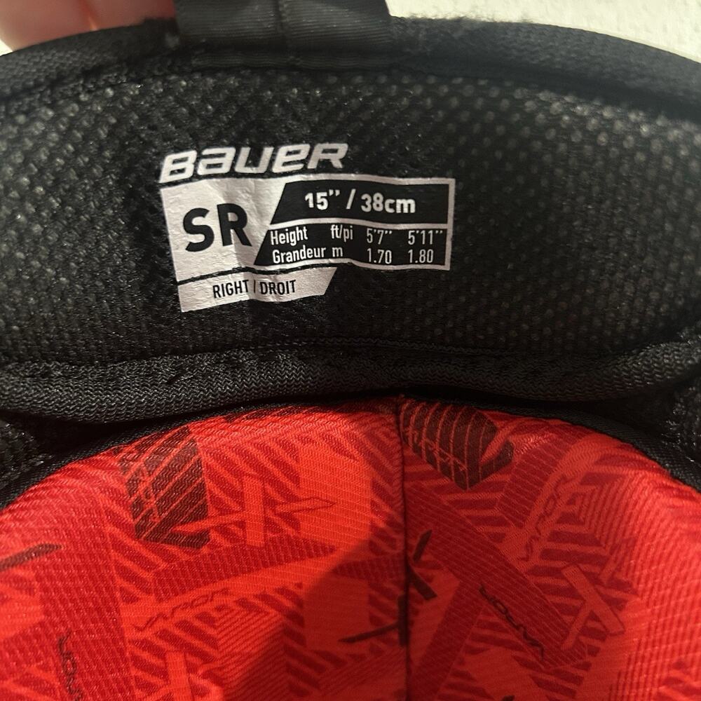 Bauer Vapor XE Shin Guards Senior Size 15 SR 15” Hockey Leg Protection Black Red - Picture 11 of 13
